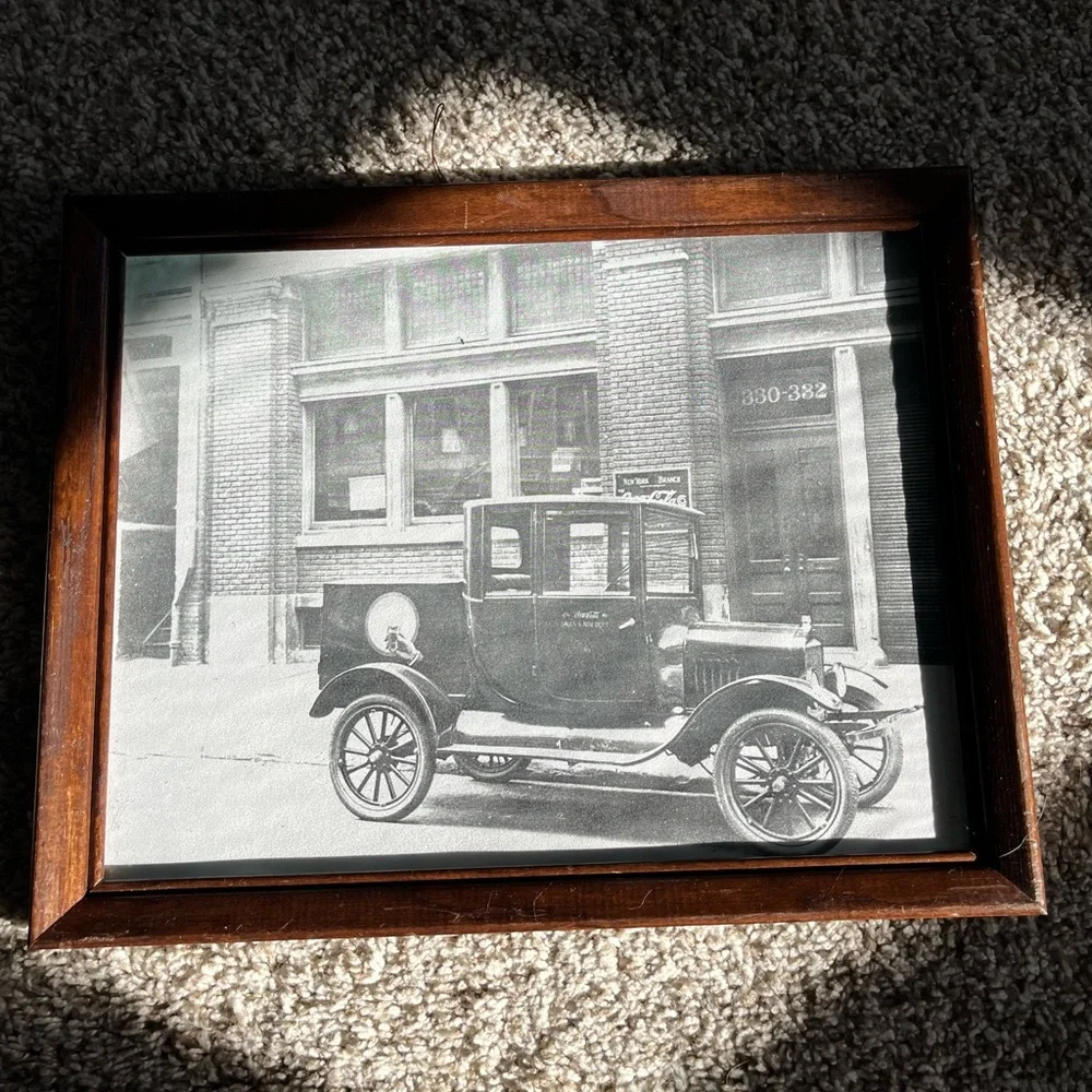Coca Cola Vintage Car Photo Frames with Brown Wooden Border